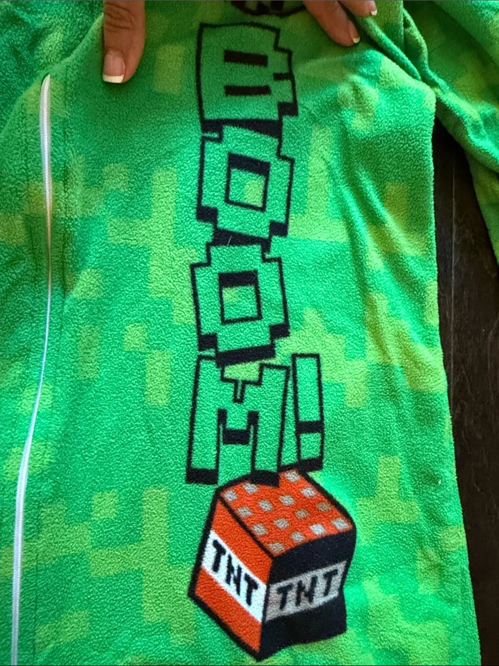 Minecraft Green Fleece Hoodie Onesie  Pajamas Teen  14/16